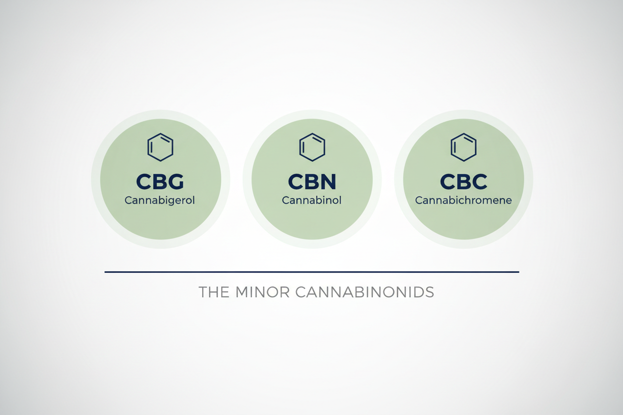 graphic of minor cannabinoids cbg cbn cbc