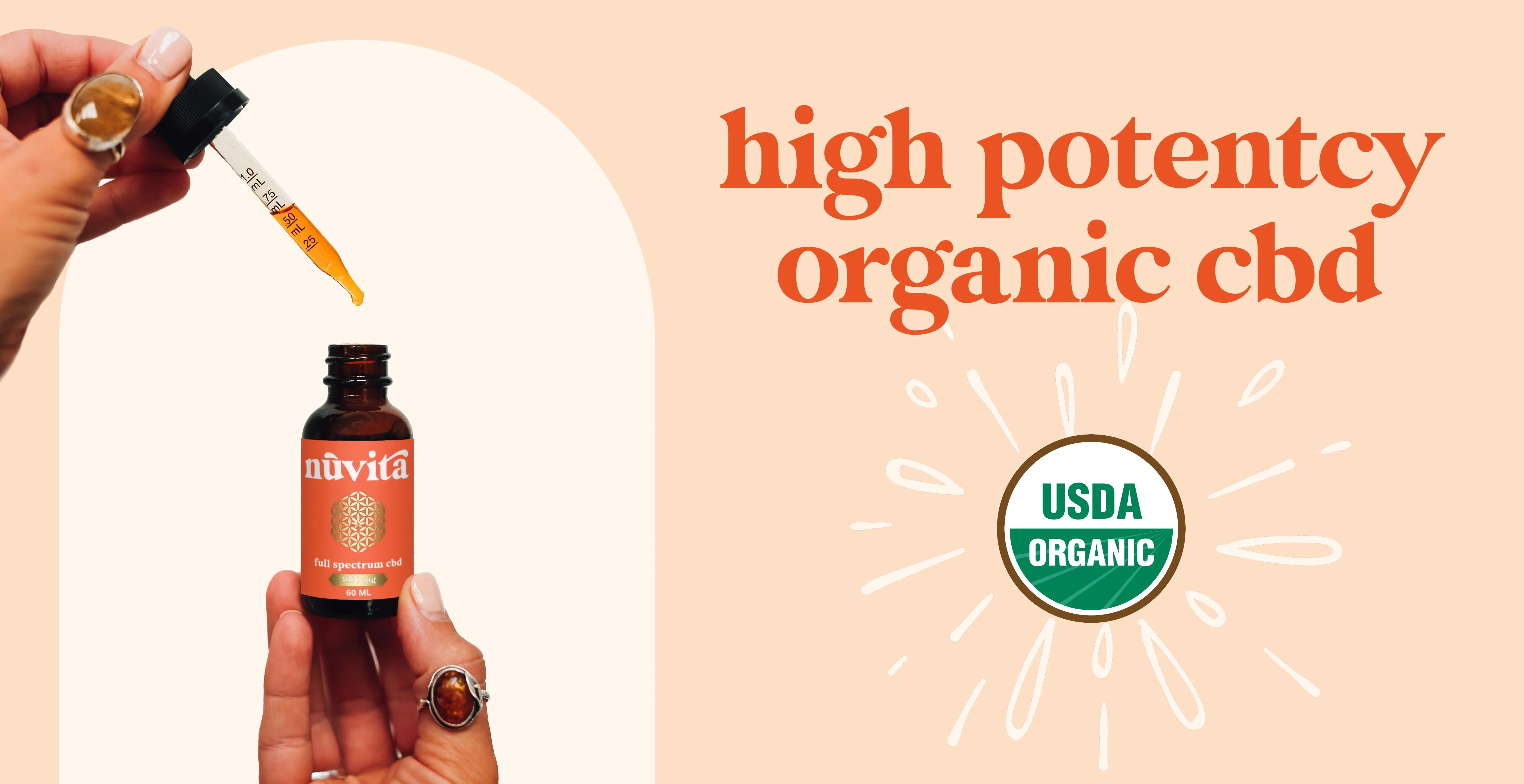 Nuvita Premium Full Spectrum CBD tincture with USDA Organic Symbol