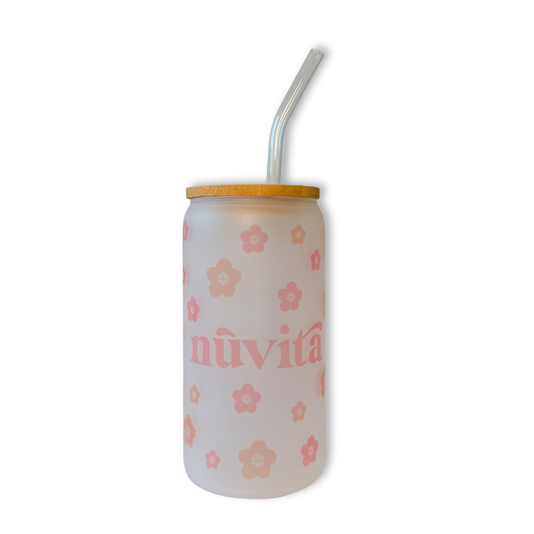 nuvita bloom flowers tumbler with glass straw