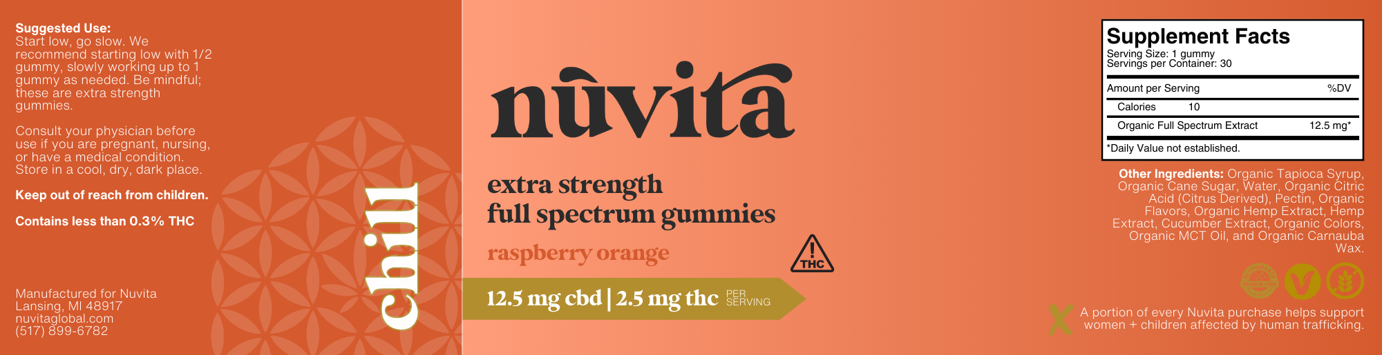Nuvita Chill gummies supplement label